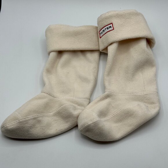 Hunter Kids Fleece Boot Socks in Ivory Kids 11-13 - Picture 2 of 5